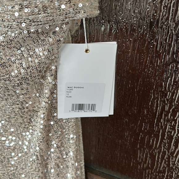 MAC DUGGAL 11283 SEQINED BOW ONE SHOULDER NUDE GOWN  sz 4 NWT - Picture 10 of 14